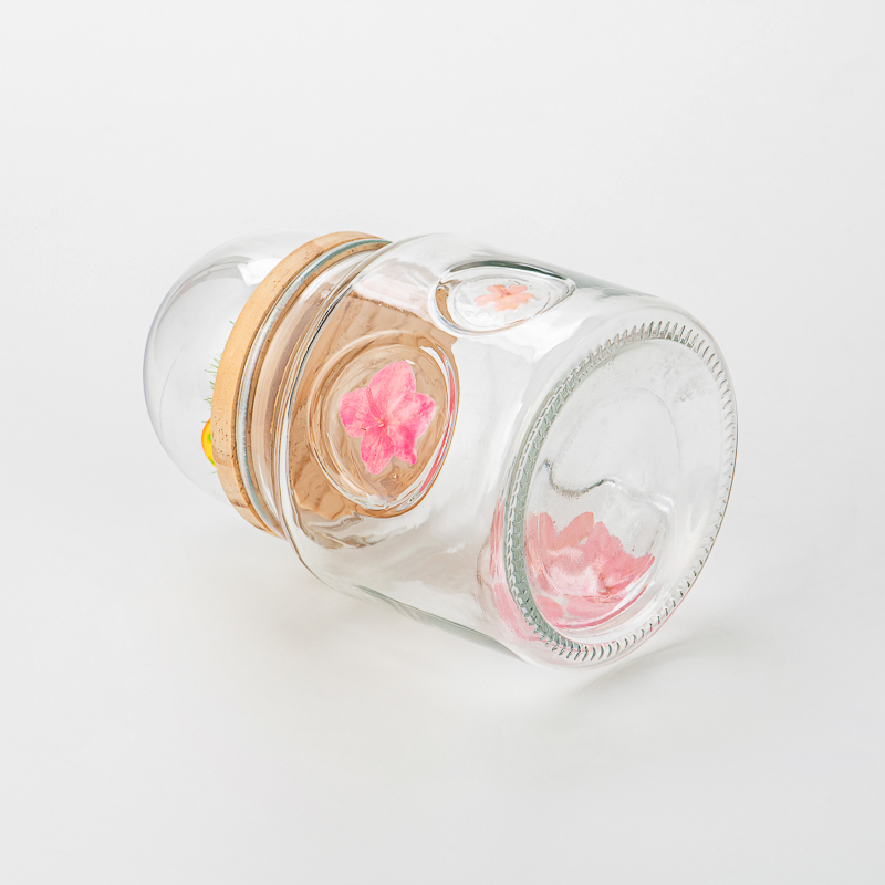 500ml glass candle jars with wood lid with cutom designs
