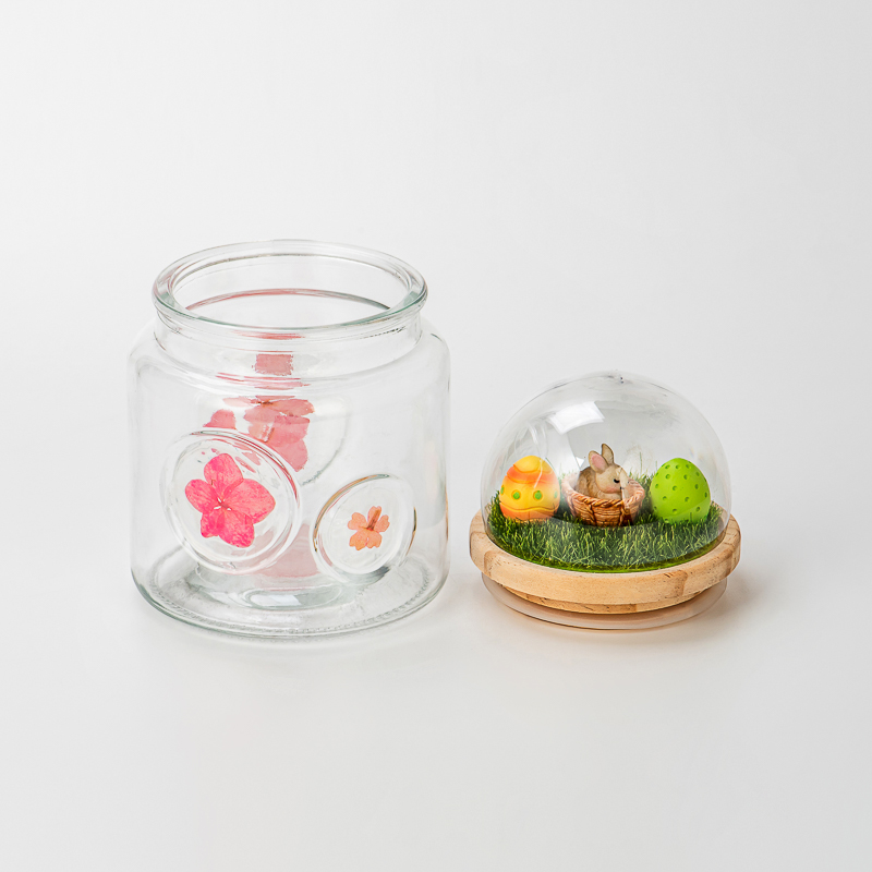 500ml glass candle jars with wood lid with cutom designs