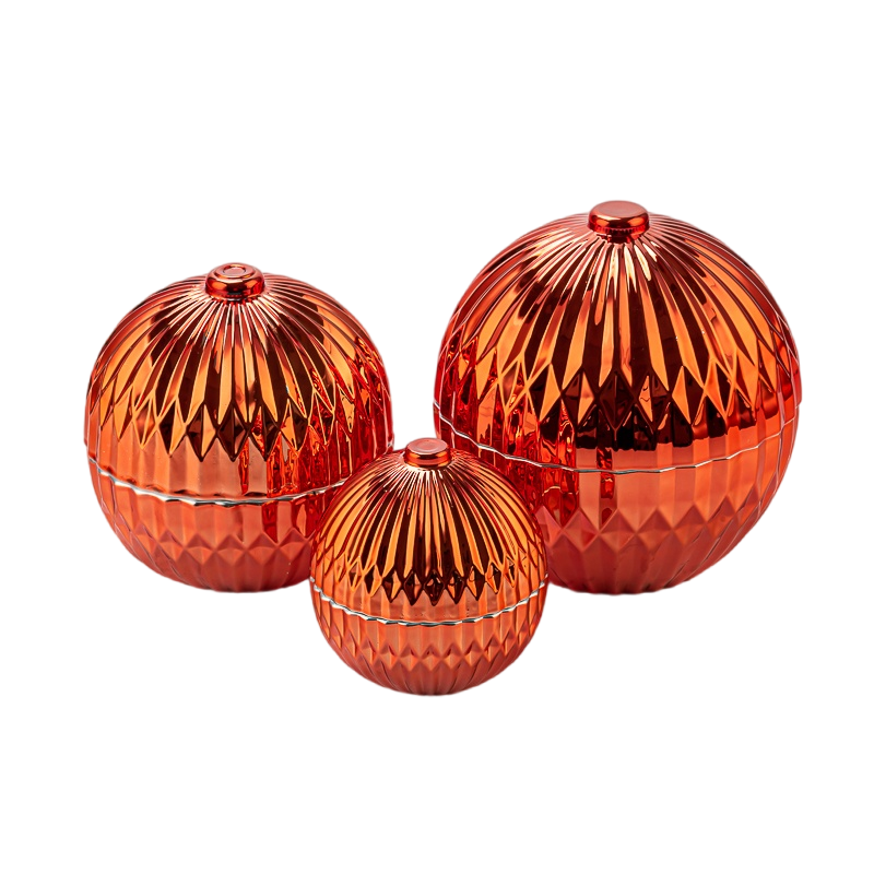 Luxury Glass Globe Ornaments Wholesaler with Rose Gold Electroplating for 100ml wax filling