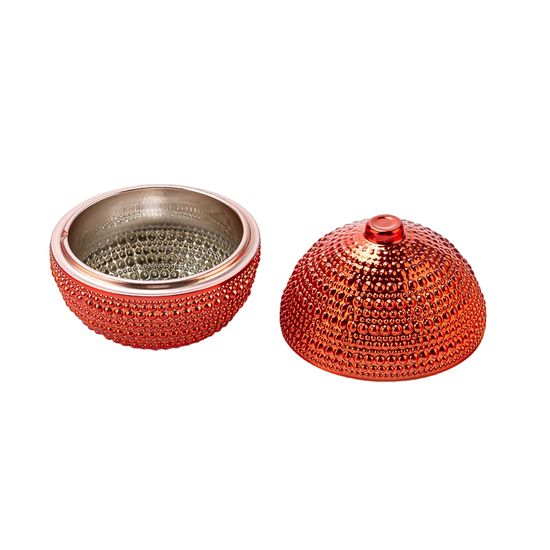 Metallic electroplated Ball Shaped Glass Candle Jars with Lids