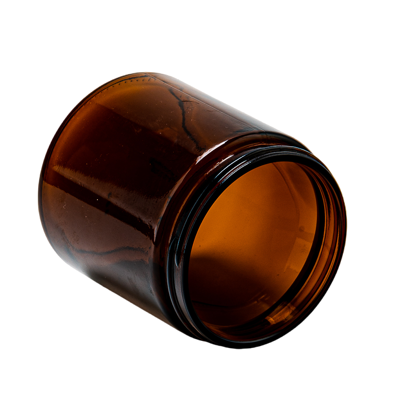amber glass candle jars with metal lid for 14oz candle filling