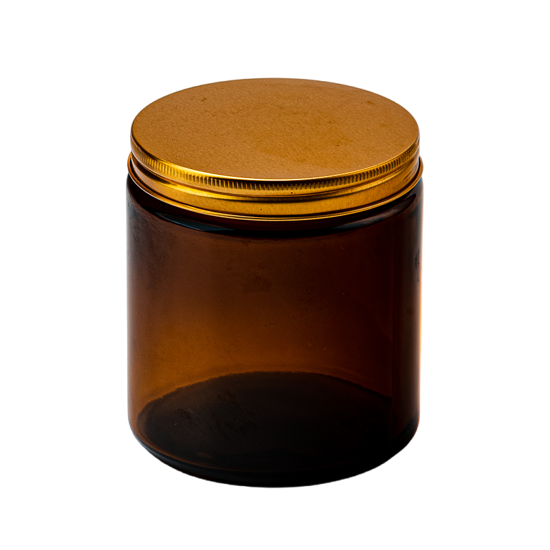amber glass candle jars with metal lid for 14oz candle filling