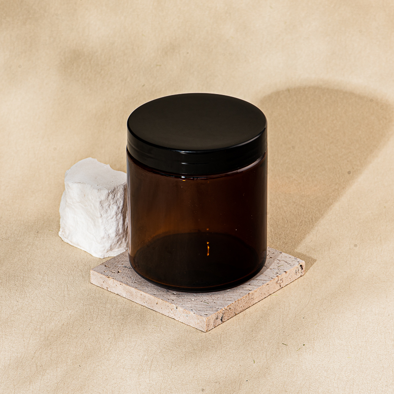 amber glass candle jars with metal lid for 14oz candle filling