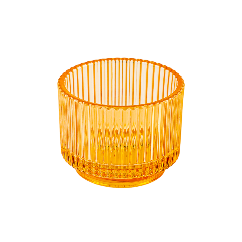 4oz transparent color glass candle jars with texture and stand