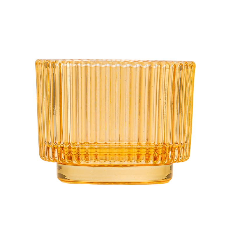 4oz transparent color glass candle jars with texture and stand