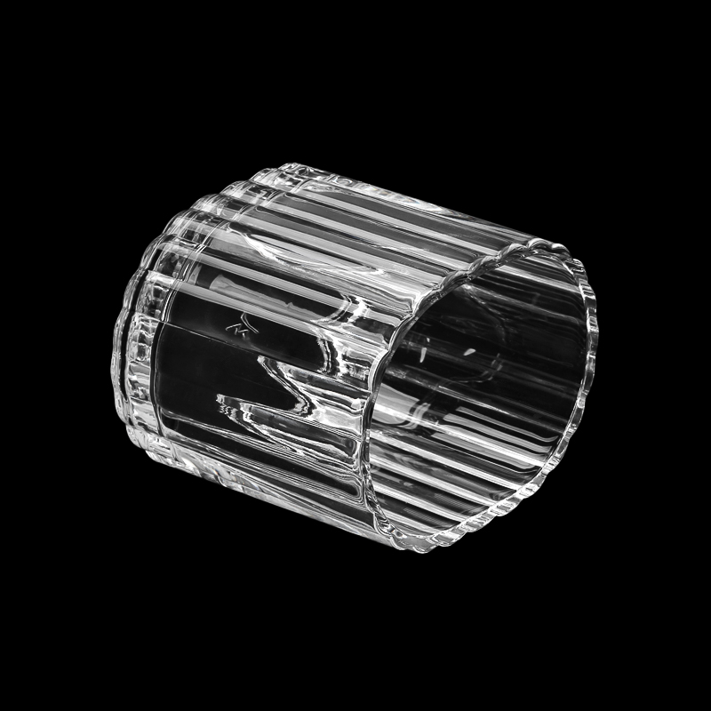 400ml glass candle jars with glass lid fluted design