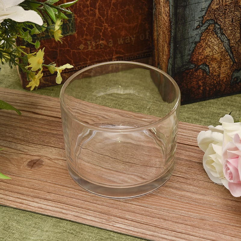 3 wick glass candle vessel, big volume glass candle holder