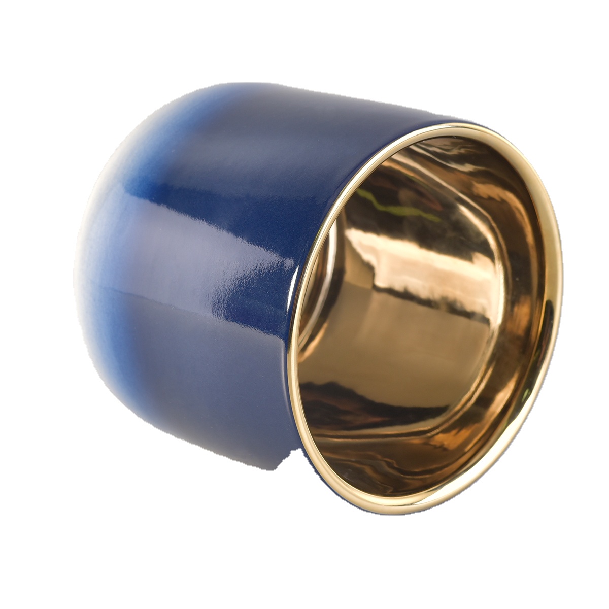 10oz Bulk cylinder colorful electroplated ceramic candle holder