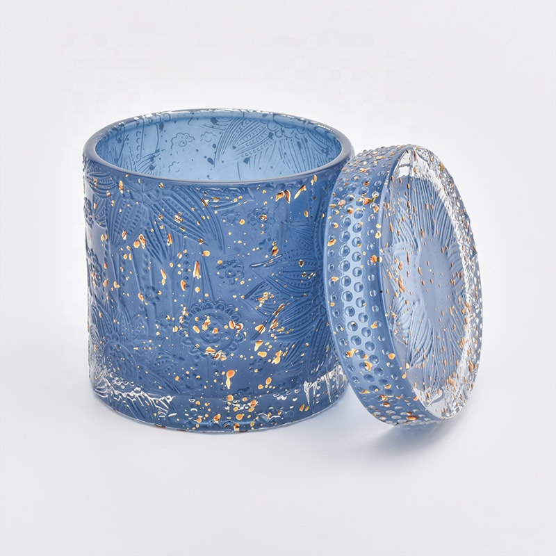 Luxurious round candle containers glass candle jars with lid for wedding decoration