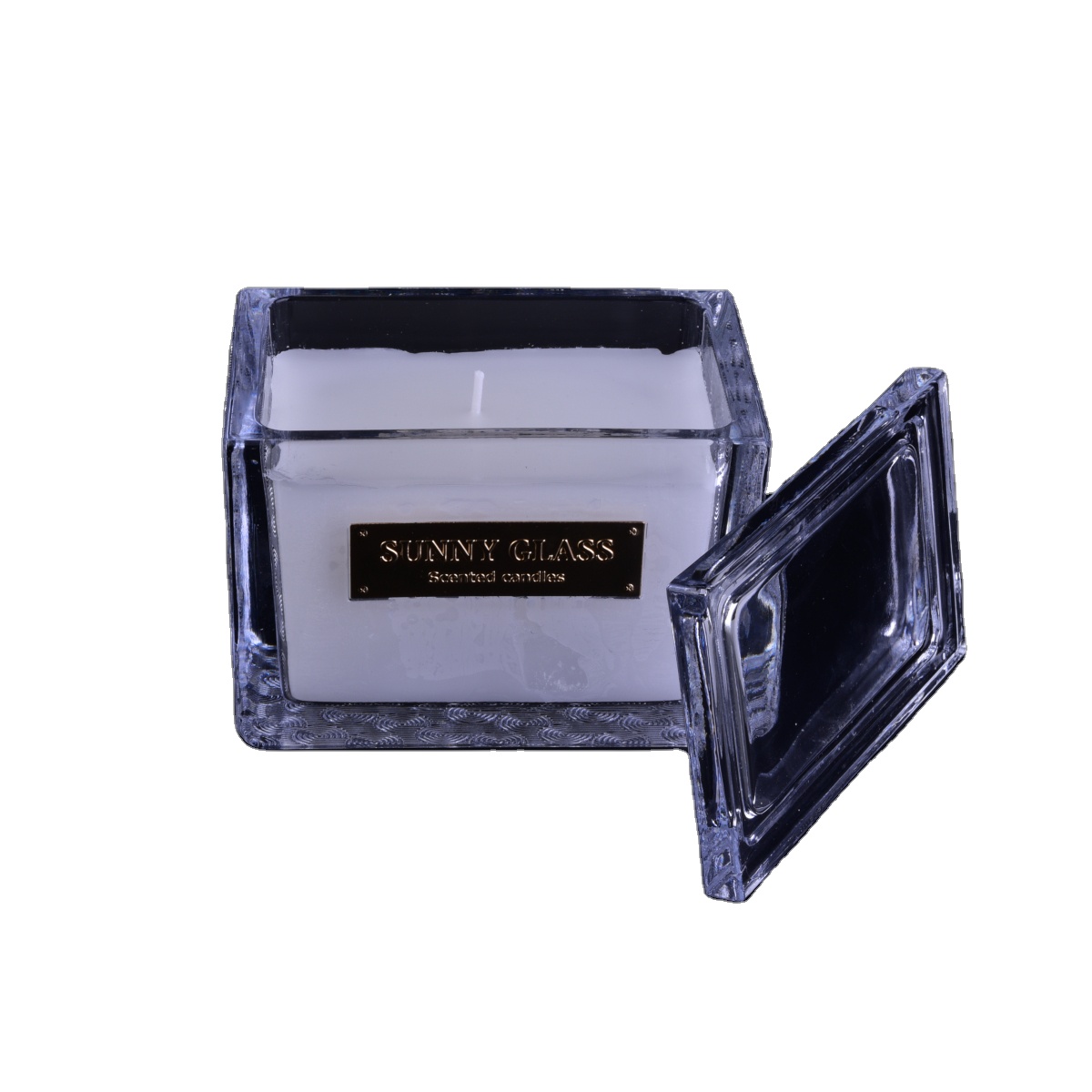 Sunny luxury custom crystal scented square glass candle holder and lids