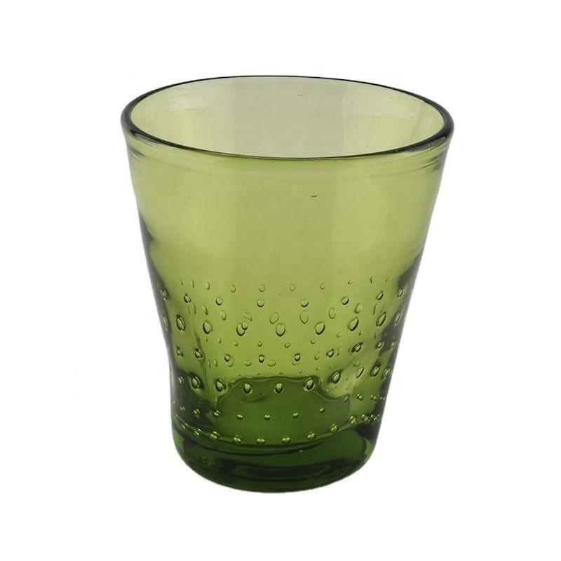 light green hand made glass candle votives