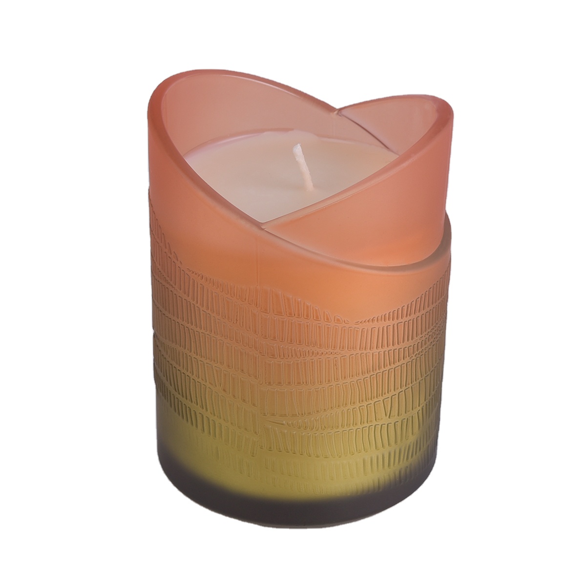 Fancy gradient color glass candle holder, luxury glass candle jar