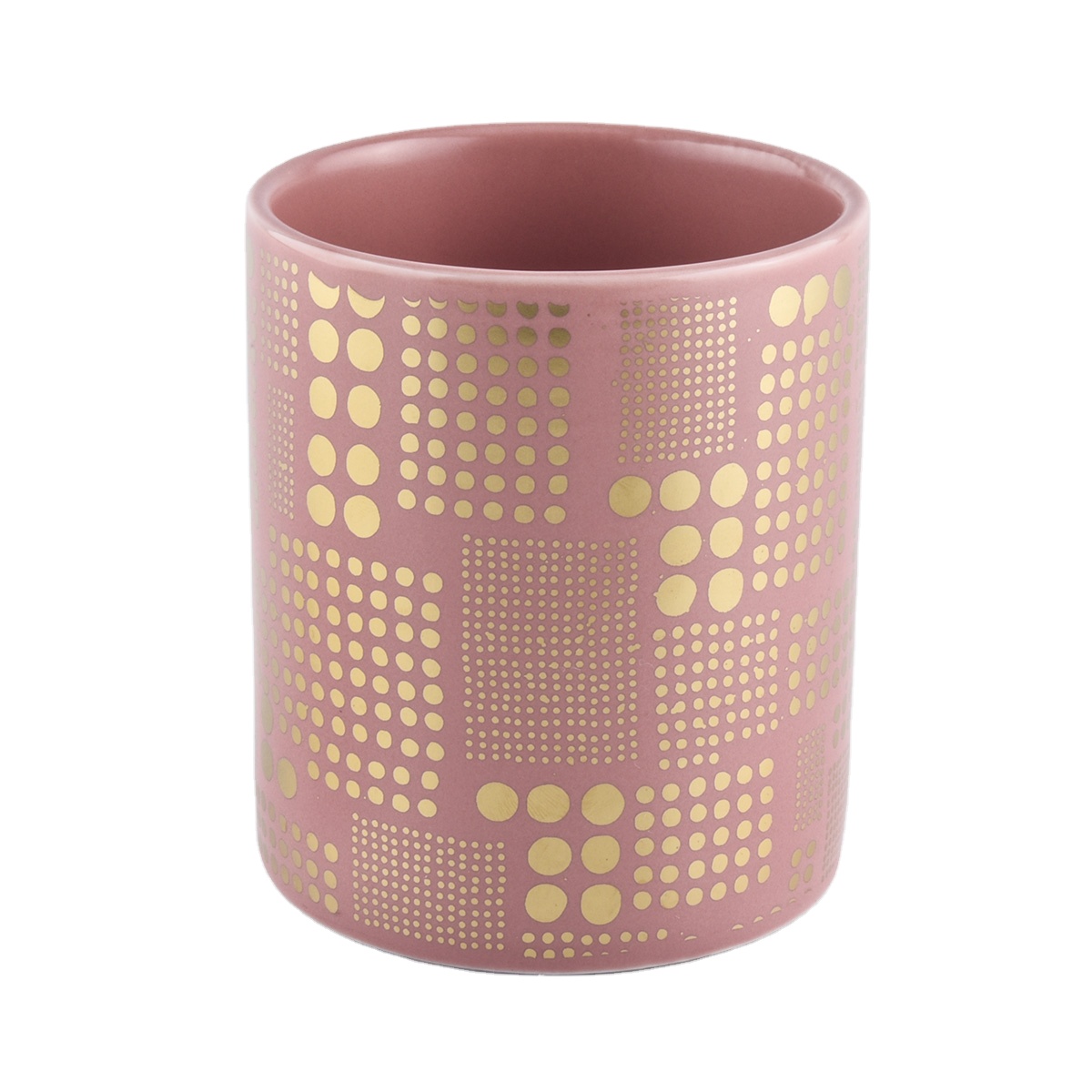 8oz 10oz China eco-friendly cylinder pink printed candle ceramic holder