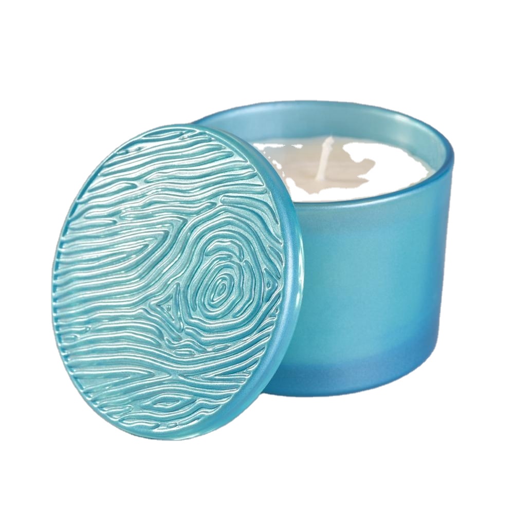 12oz custom glass wide glass candle jars with glass lid