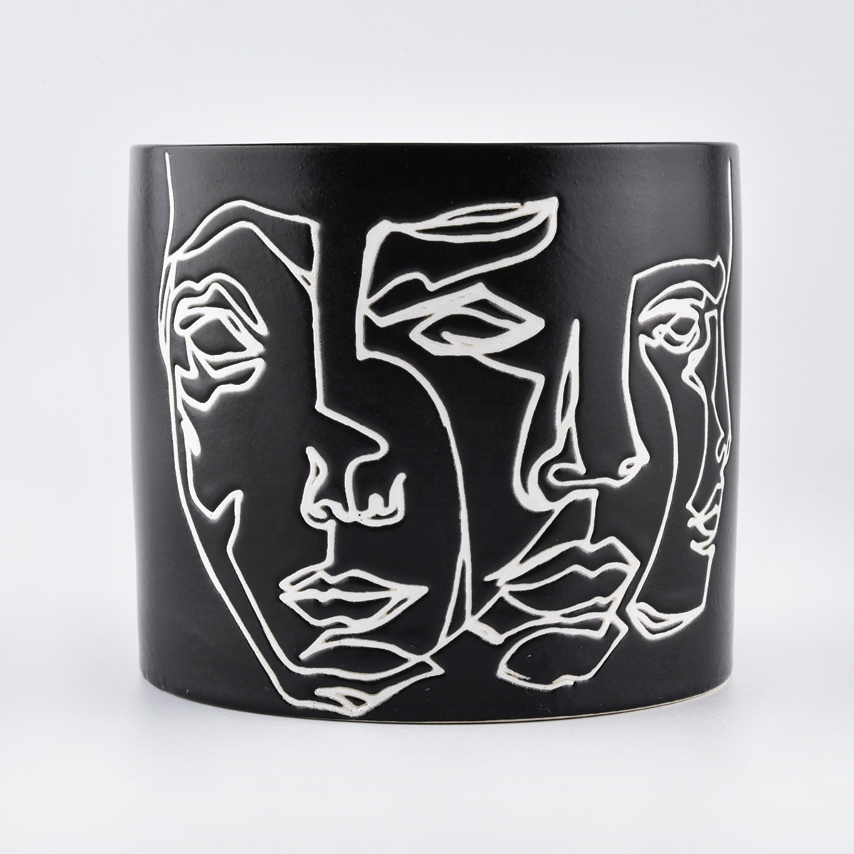 black ceramic candle jars with custom artworks