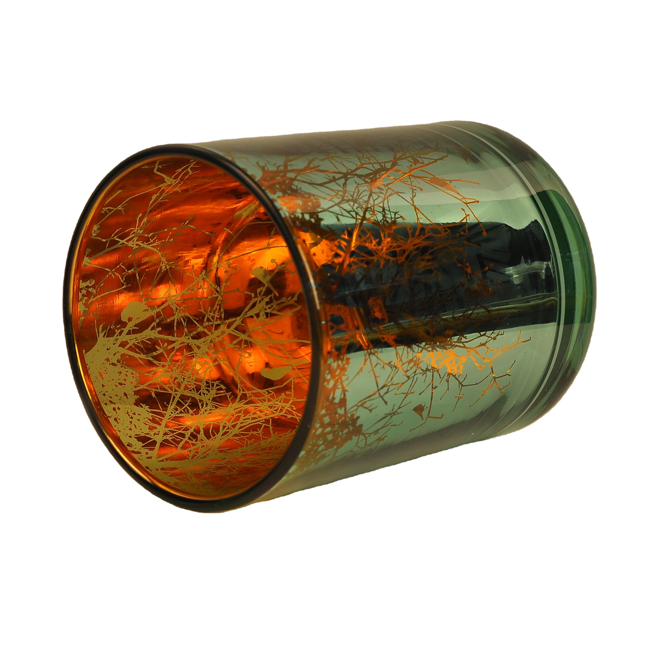 Eco friendly cylinder custom electroplated glass candle jars 8oz 10oz