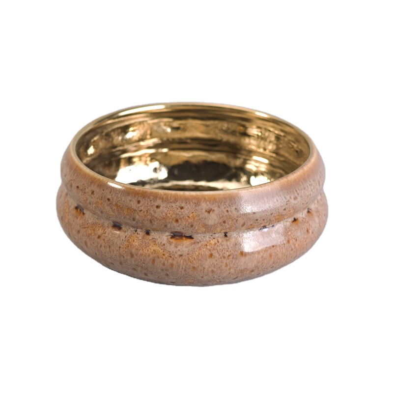 8 oz 10 oz large 3 wick Suppliers empty electroplating ceramic candle holders