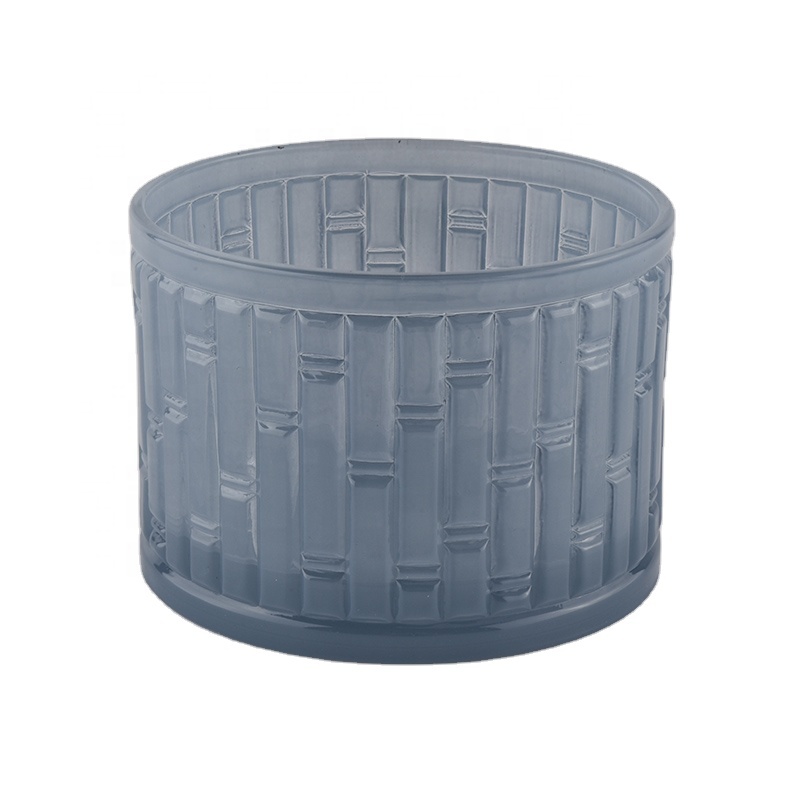 blue color sprayed glass candle containers wholesale