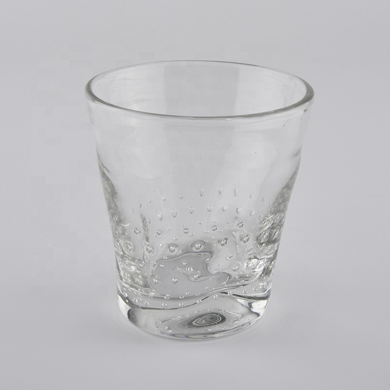 high white glass candle jars with bubble finish