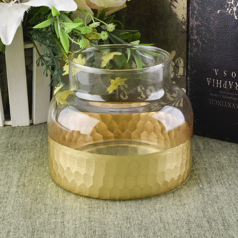 24oz Gold Dip Glass Candle Holders with Engraved Base Home Decor Wholesales