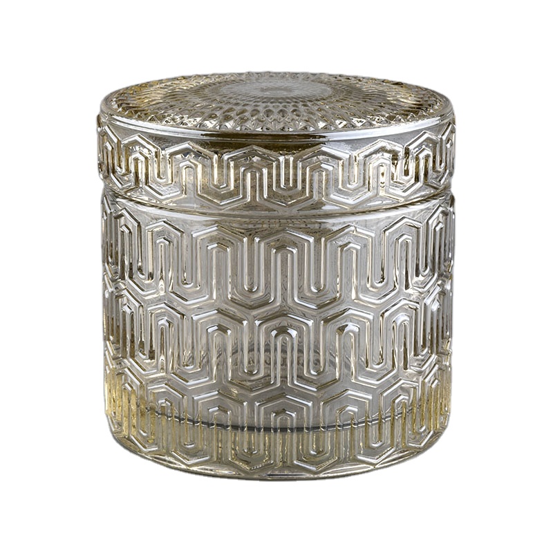 Hot sales luxury empty decorative glass jar for candle making and lid