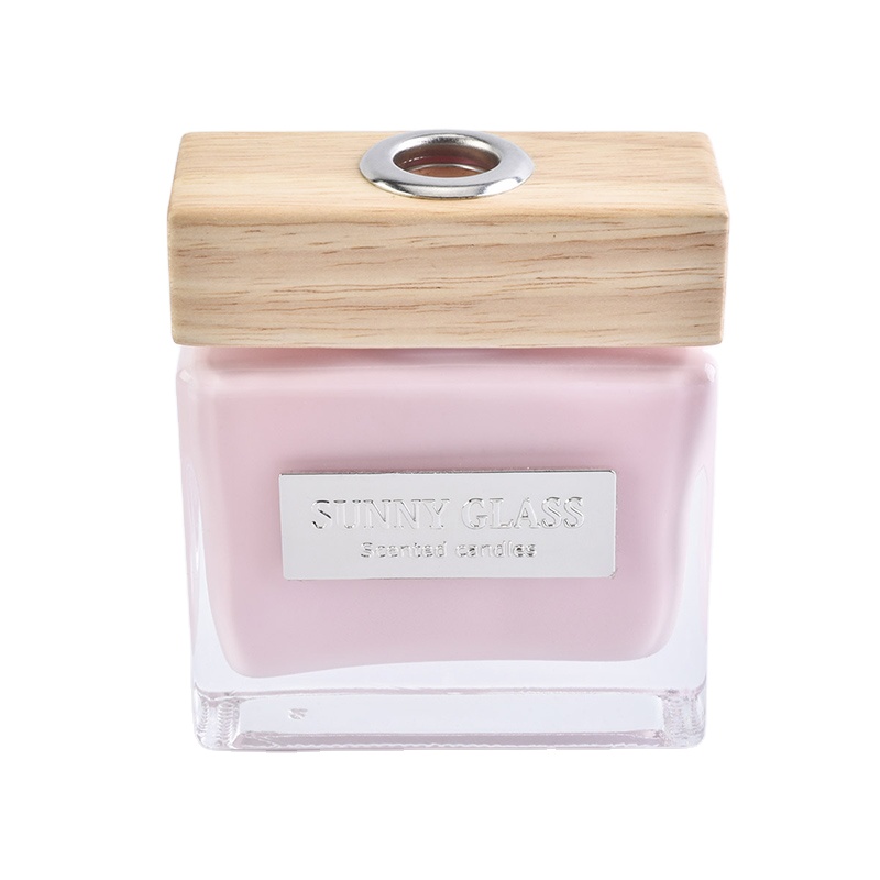 Sunny Scented Square Glass Aroma Bottle Reed oil Diffuser bottles with wood cap