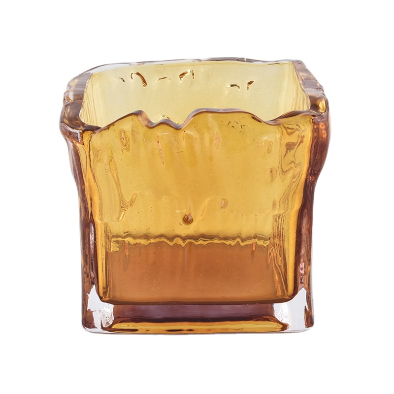 Hot sales tealight luxury square empty glass candle holder