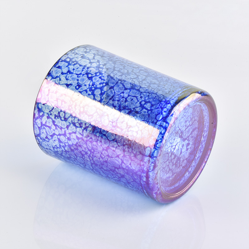 bule bubles effect glass container candle jar,  12 oz empty glass candle holder