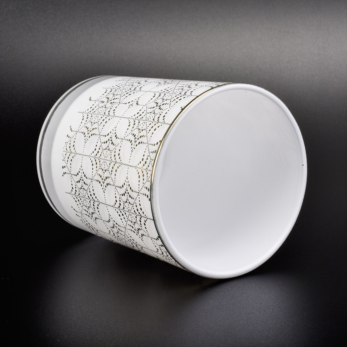 White glass candle  container, decotaive glass candle jar for home