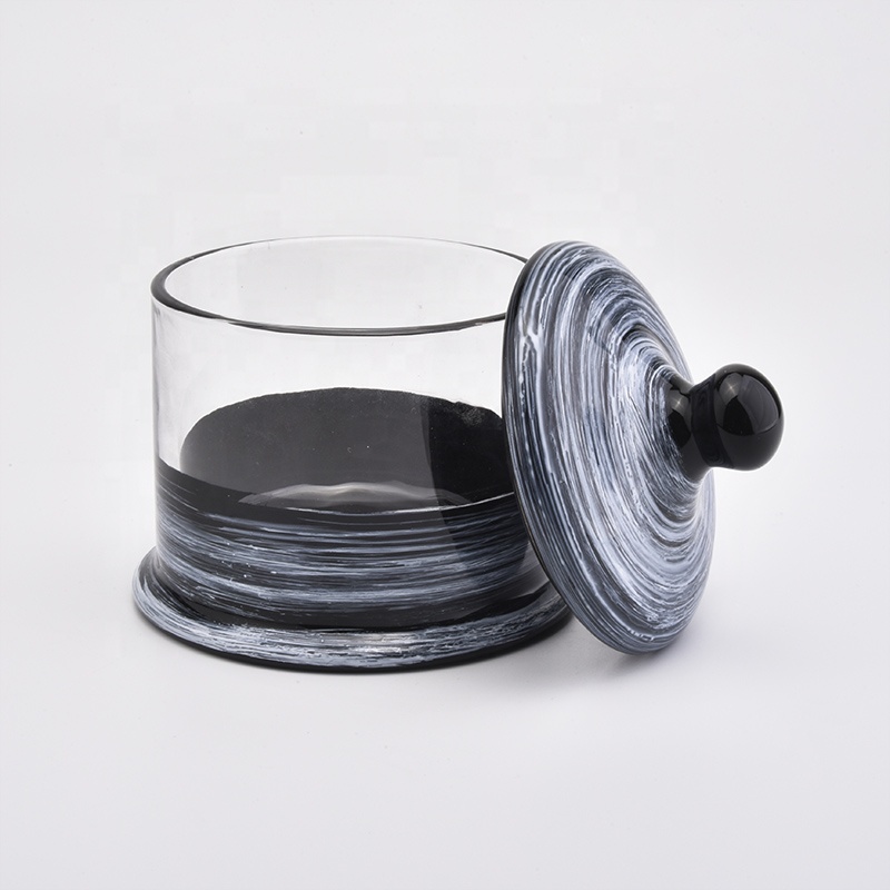 Custom hurricane clear Glass Candle Jars candle Holder with lid wedding decoration centerpieces