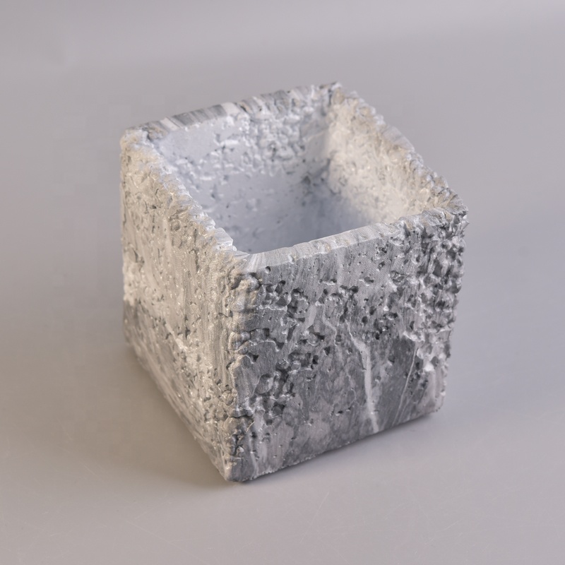 Custom concrete candle holder square candle jar wholesales