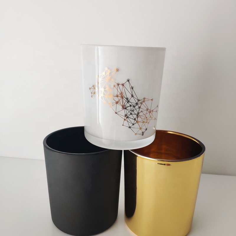 white gold matte black candle jars, 12 oz candle glass holder for home decor