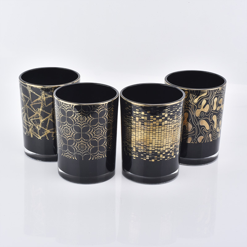 black  candle containers, modern candle jars with unique design
