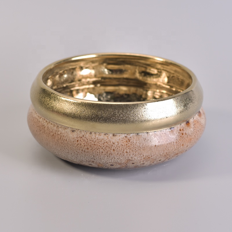 Sunny glassware Luxury gold large glass candle vessel 10oz 20oz