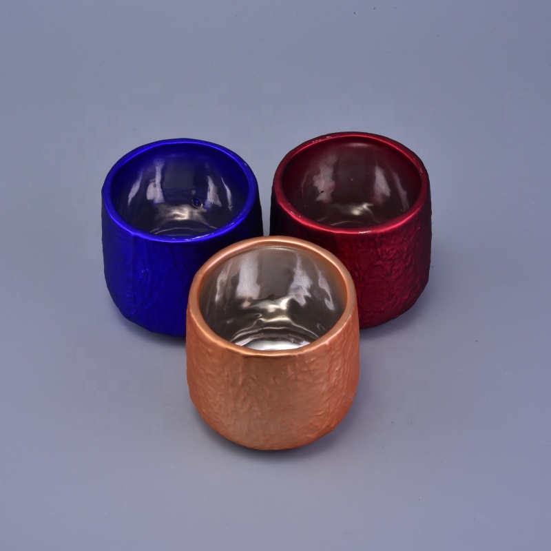 8oz colorful metallic decorative ceramic candle holders