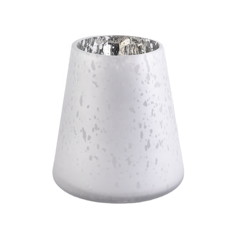 16oz frosted white glass candle jars with silver inside