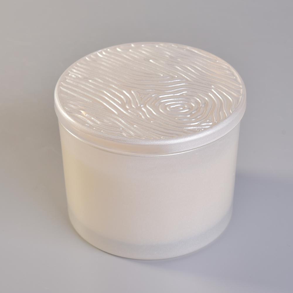 3 wick glass candle vessel with lid,  large glass candle container