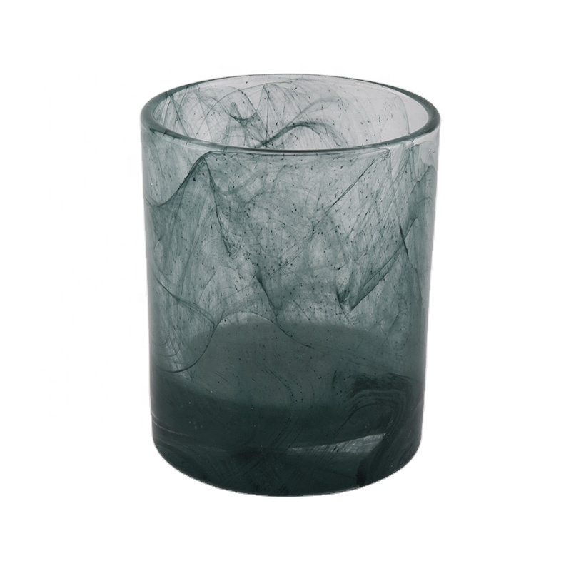 6oz cloudy finished glass candle jars