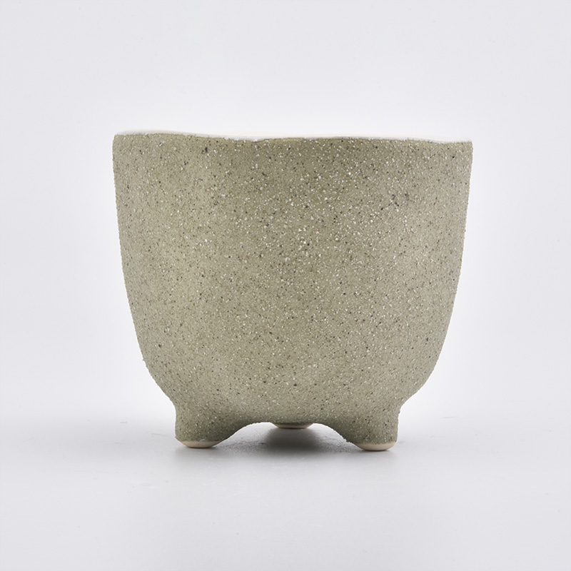 light green candle holder for home decor, matte ceramic jar in bulk