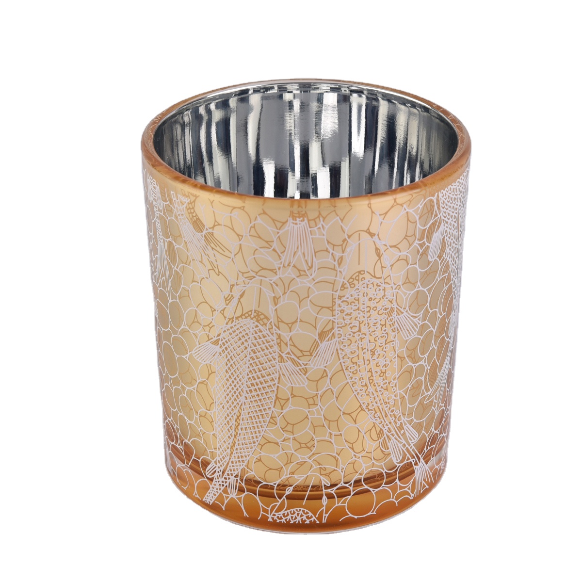 8oz 10oz luxury cylinder decorative electroplated glass candle holders