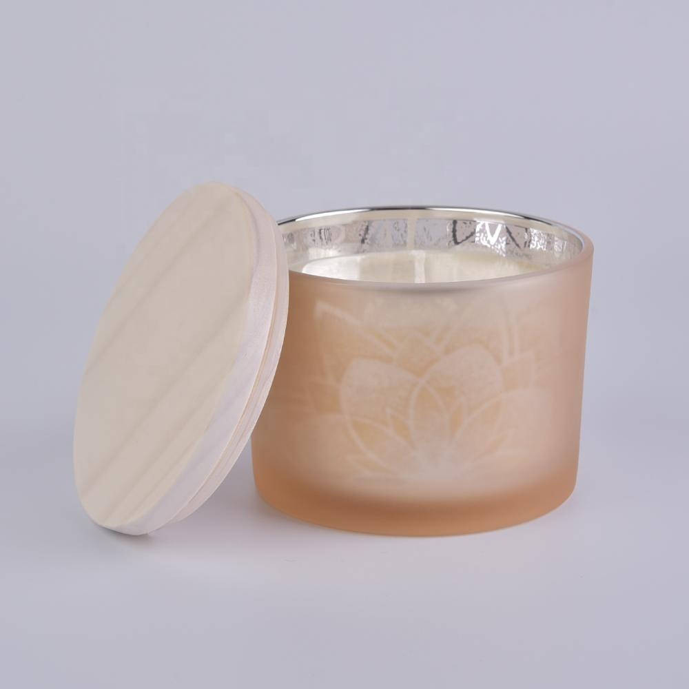 wide glass candle vessel, glass jar for candle making wick candle jar