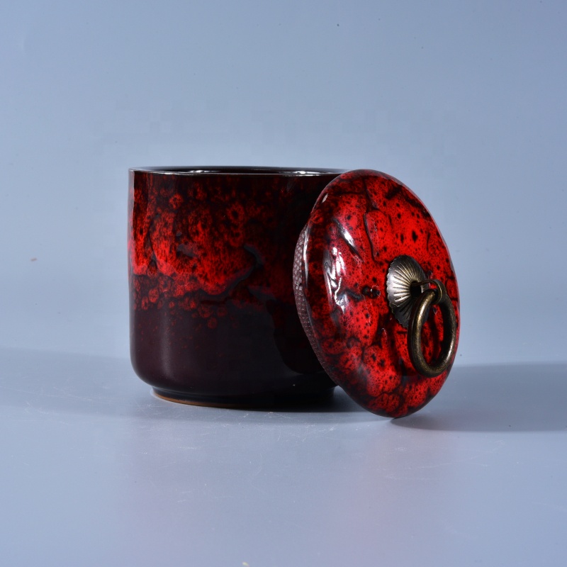 Custom luxury ceramic candle holders lid home decor