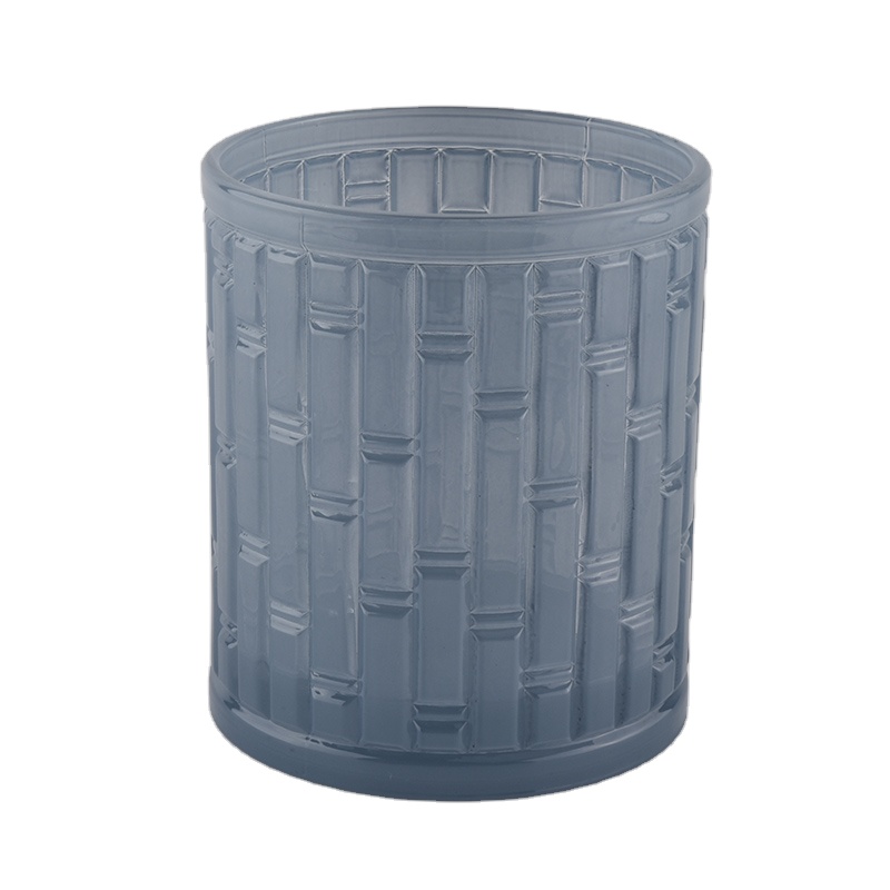 Tansparent blue glass candle holder for home decor,  glass candle vessel for candle making