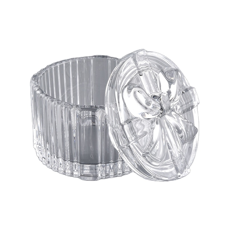 glass empty container with lid, thick glass candle jar gift