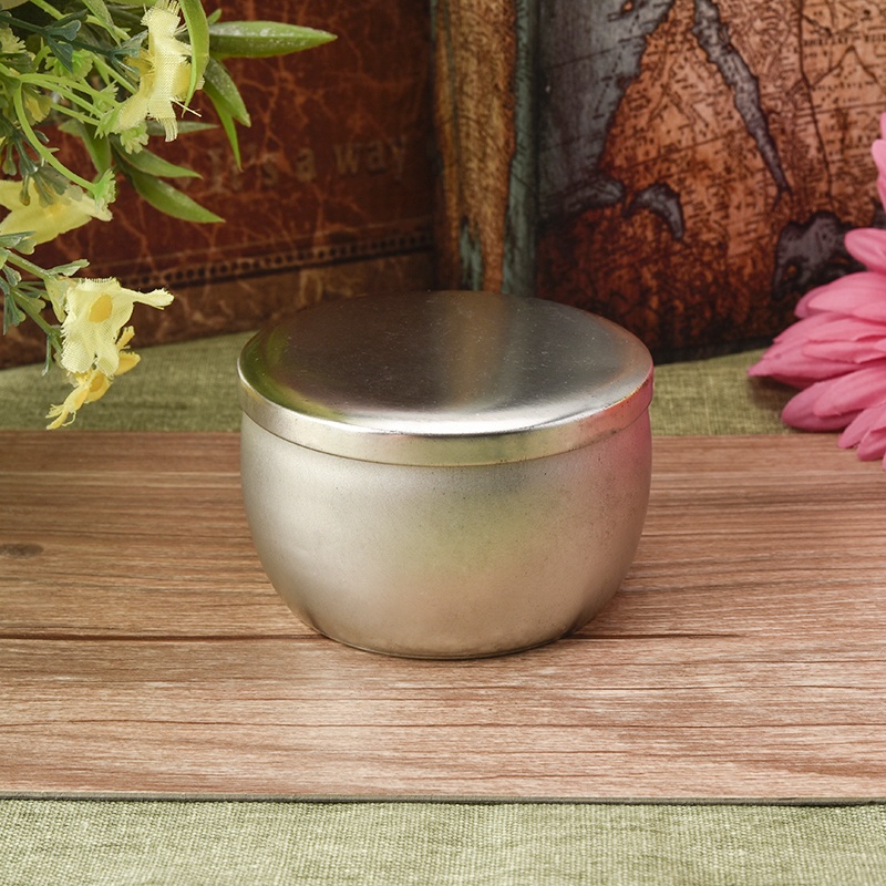 Custom silver Metal Candle tins Metal jar with lid for cosmetic use supply