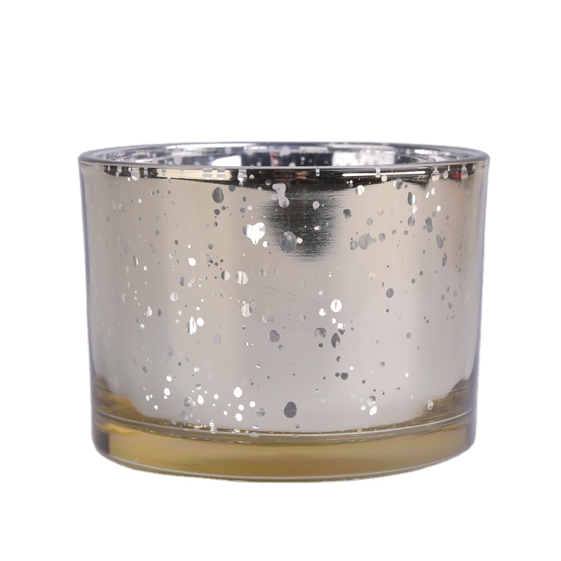 Mercury glass candle container with wooden lid, 15 OZ glass candle holder
