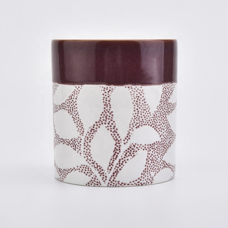 Religious cylinder glazed ceramic candle jar tea light candle holder home decoration centrepiece