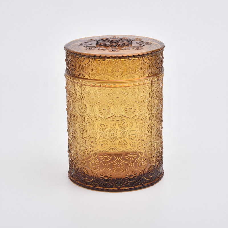 Clear amber candle bottle votive candle jars glass with lids home decoration
