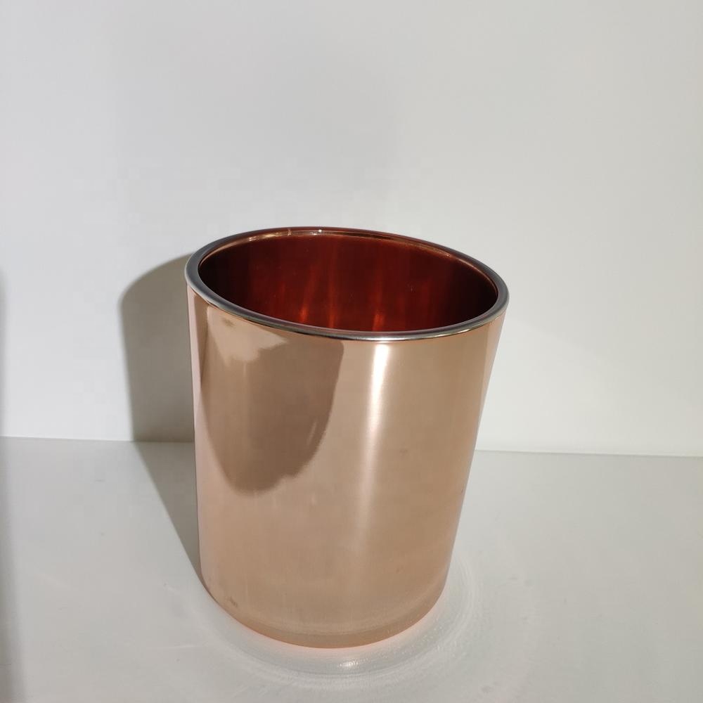 12 oz plating glass candle jar, rose gold candle holder