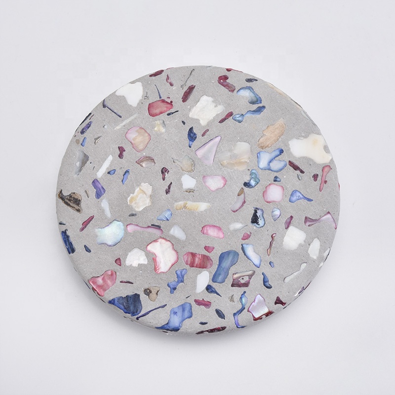 marble finished concrete lids for candle jars